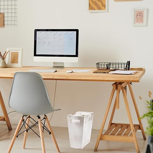Miniatura 8 de TOPZEA Basurero de madera, papelera de granja con asa, cesta de basura de madera rústica, rectangular, pequeño, decorativo, contenedor de basura
