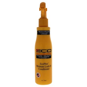 Eco Style Ecoco Ecoplex Moisture Lock-In Condition - Black Castor and Flaxseed Oil - زيت الزيتون وزبدة الشيا - الشعر الناعم والمتوهج - تركيبة مرطبة - رائحة ناعمة - تعزز نمو الشعر - 8 أوقية