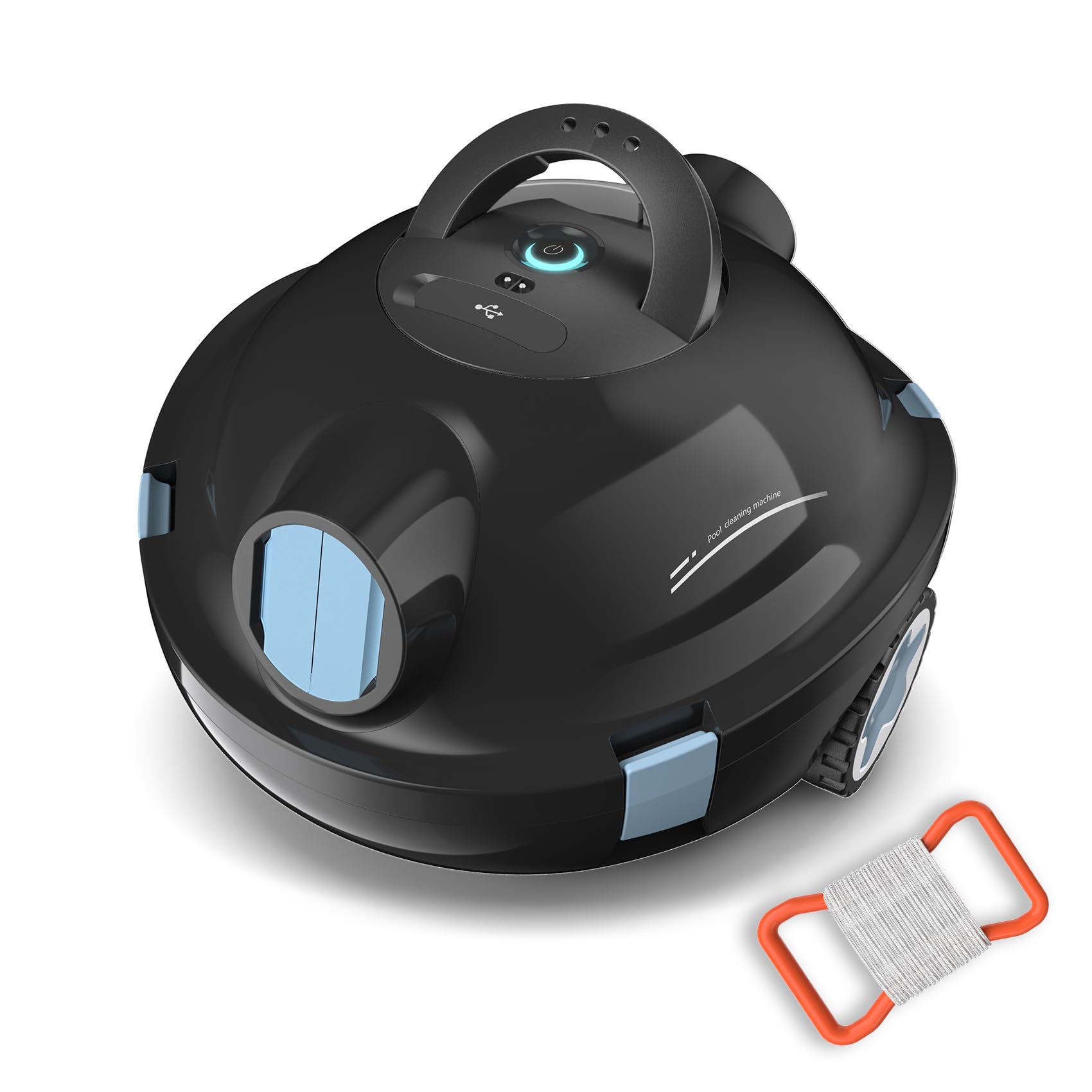 Cordless Robotic Pool Cleaner with 120-Min Runtime, Dual Suction Power, Self-Parking & Ultra-Lightweight Design, for Above-Ground & In-Ground Pools up to 1,100 Sq.Ft (Black)