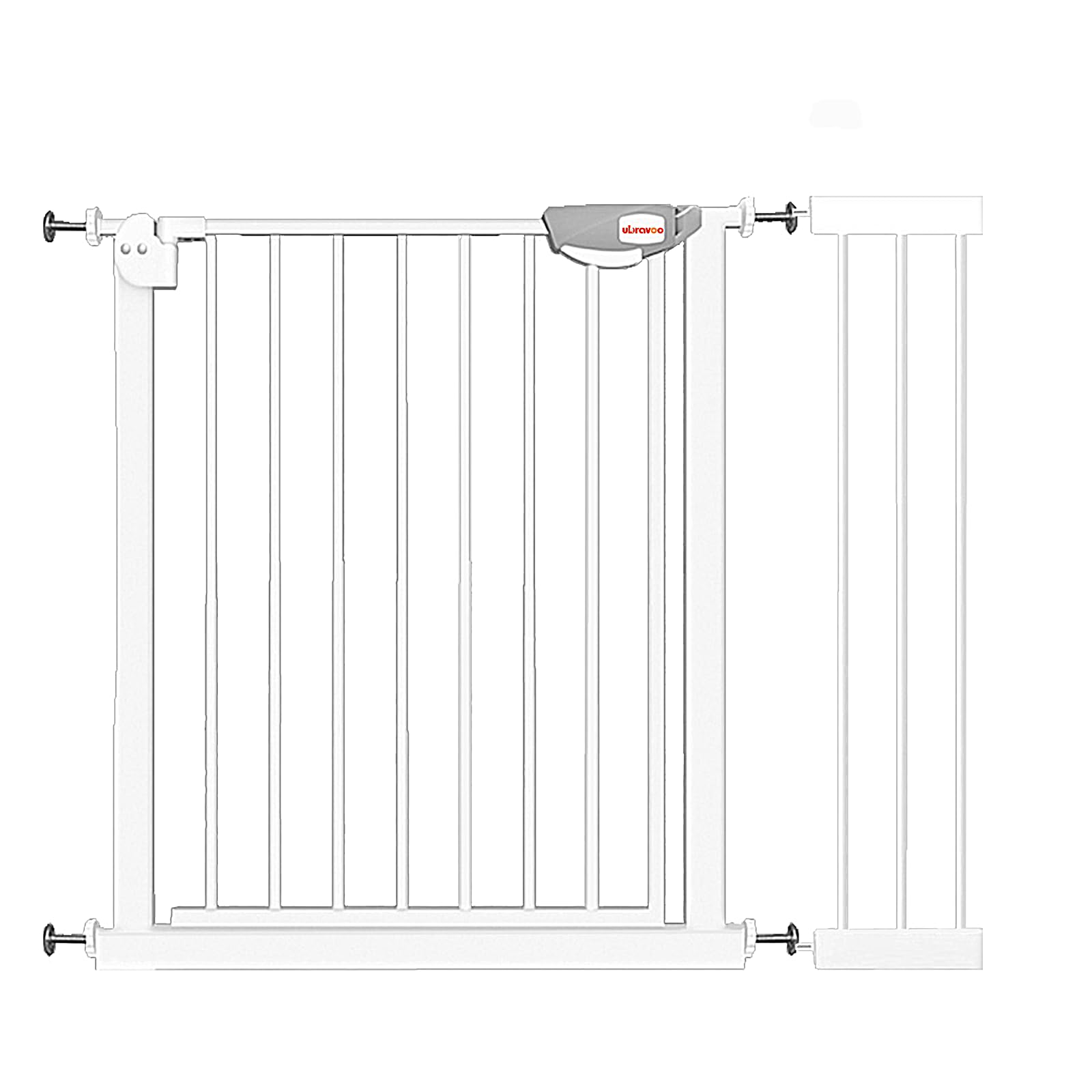 UBRAVOO Babygitter für Türen und Treppen, Höhe 100 cm, Sicherheits-Haustiergitter, Spannungstyp, automatische Schließung, hohe Ausführung, dreifache Verriegelung, offen (Breite: 95-104cm) Weiß