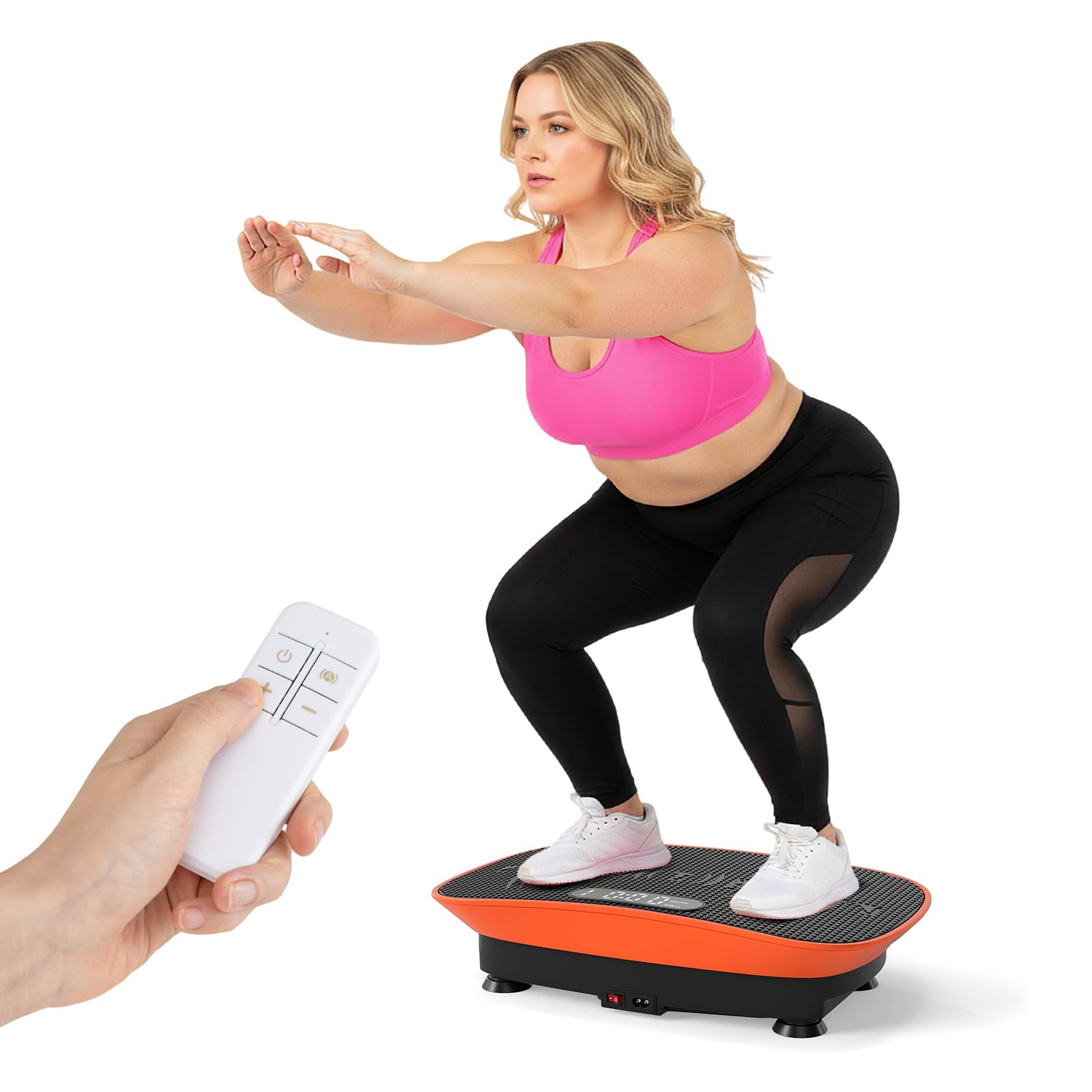 GYMAX Vibration Plate Exercise Machine Vibration Plate with 10-Level Intensity LED Display Remote Control Body Vibrating Plates Stand