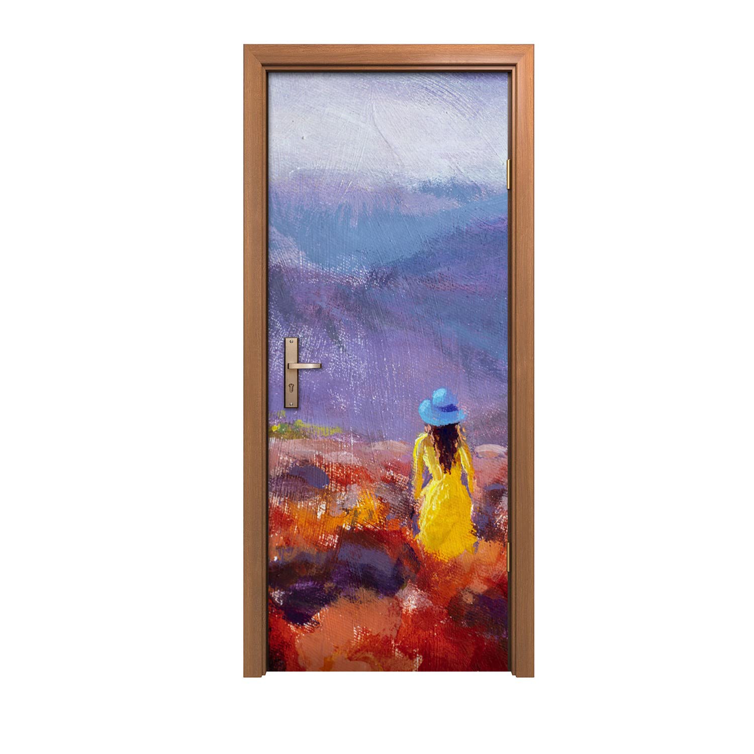 Autocollant de porte design d'intérieur haute définition paysage montagnes 90x200cm