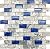 Stone Mix Glass 1x2 Subway Tile Polished Gray & Royal Blue Mosaic for Kitchen Backsplash and Bathroom Wall Natural Marble Mini Birck Mosaics Shower Floor Tiles (Sample Swatch)