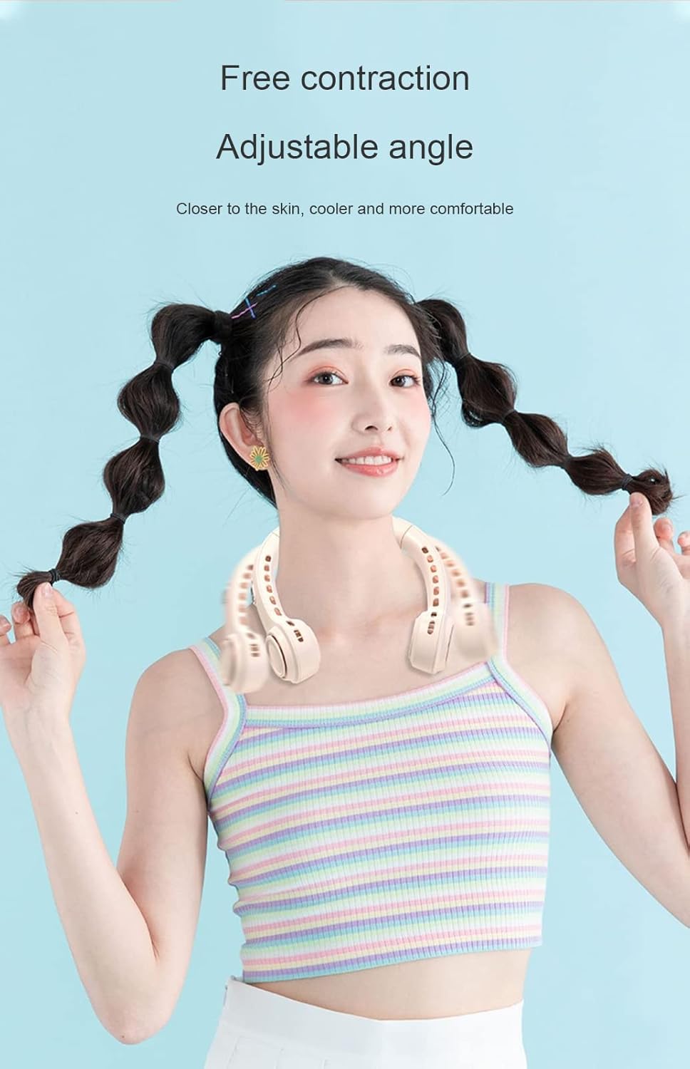 Portable Neck Fan,Hands Free Bladeless Fan,Cooling Personal Fan,Smart Digital Display, 6000 Mah Battery Operated, 4 Speed Neck Cooler for Women Men,Green