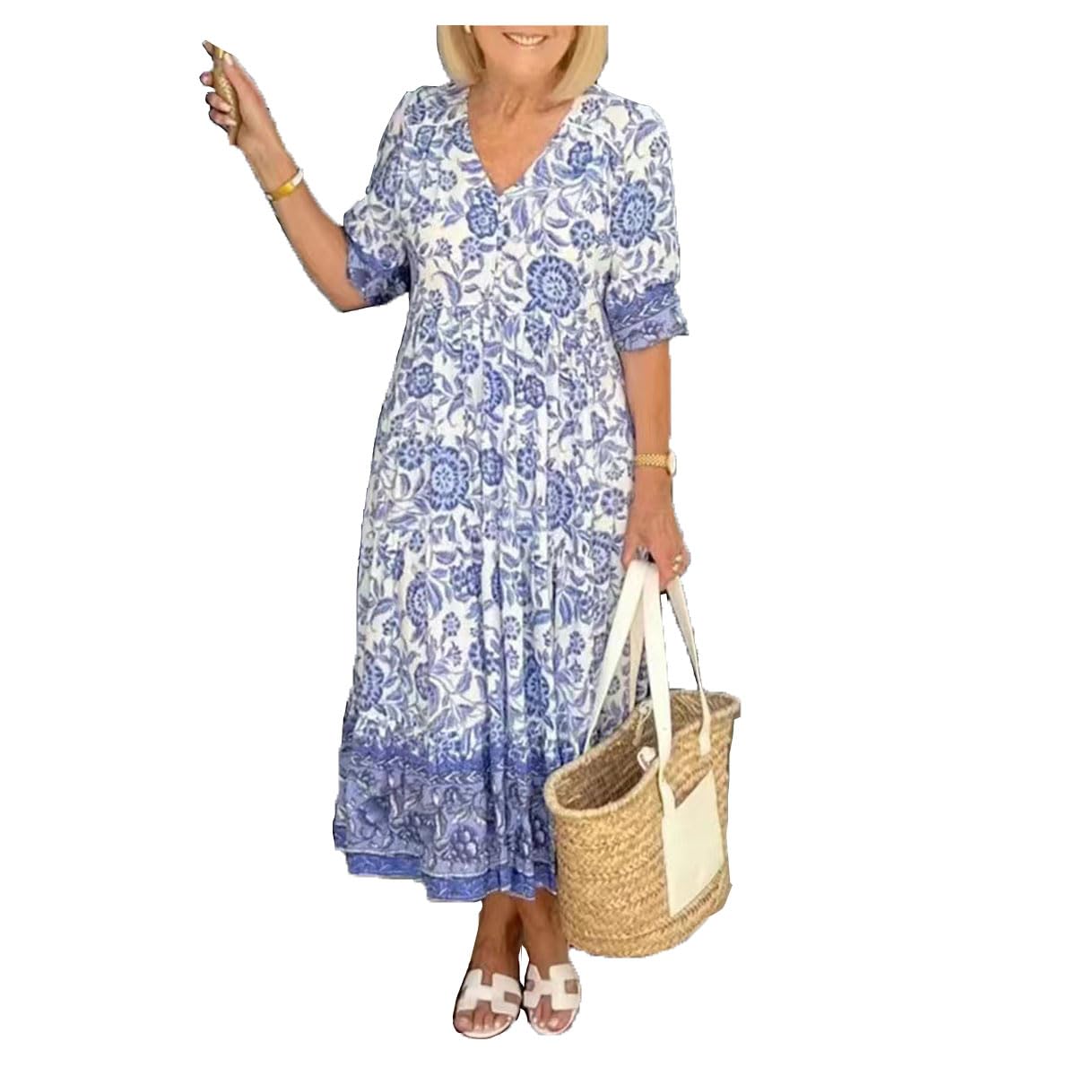 Vestido Floral para Mujer, Vestidos de Talla Grande para Mujeres con Curvas, Vestidos de Verano para Mujeres 2024