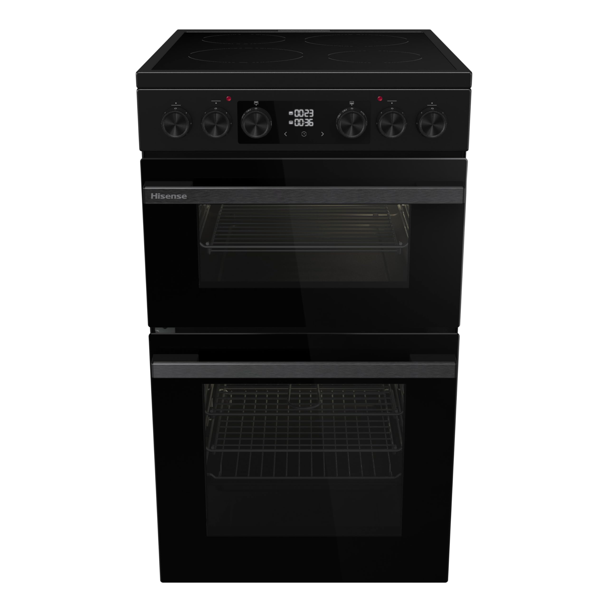 Hisense HDCEC5C10B Freestanding Ceramic Electric Cooker with Double Oven 69/43 Litres - Black, A Rated Double Oven [Energy Class A]