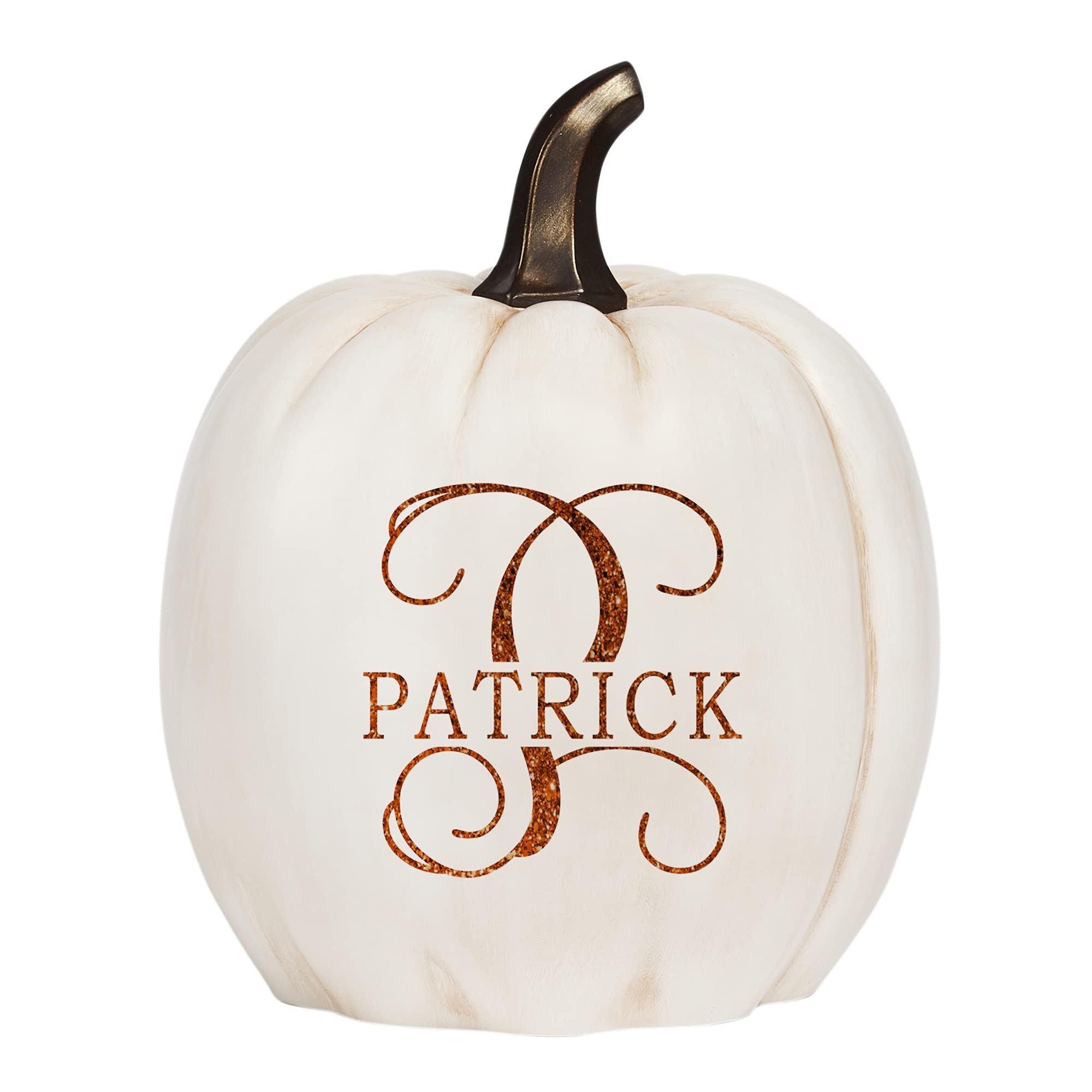 Let's Make Memories Personalized Light Up Pumpkin Decor Outdoor - Your Name & Initial on a Custom Pumpkin - Halloween Fall Decoration - Jack o Lantern - Outside or Inside - XL - Cream