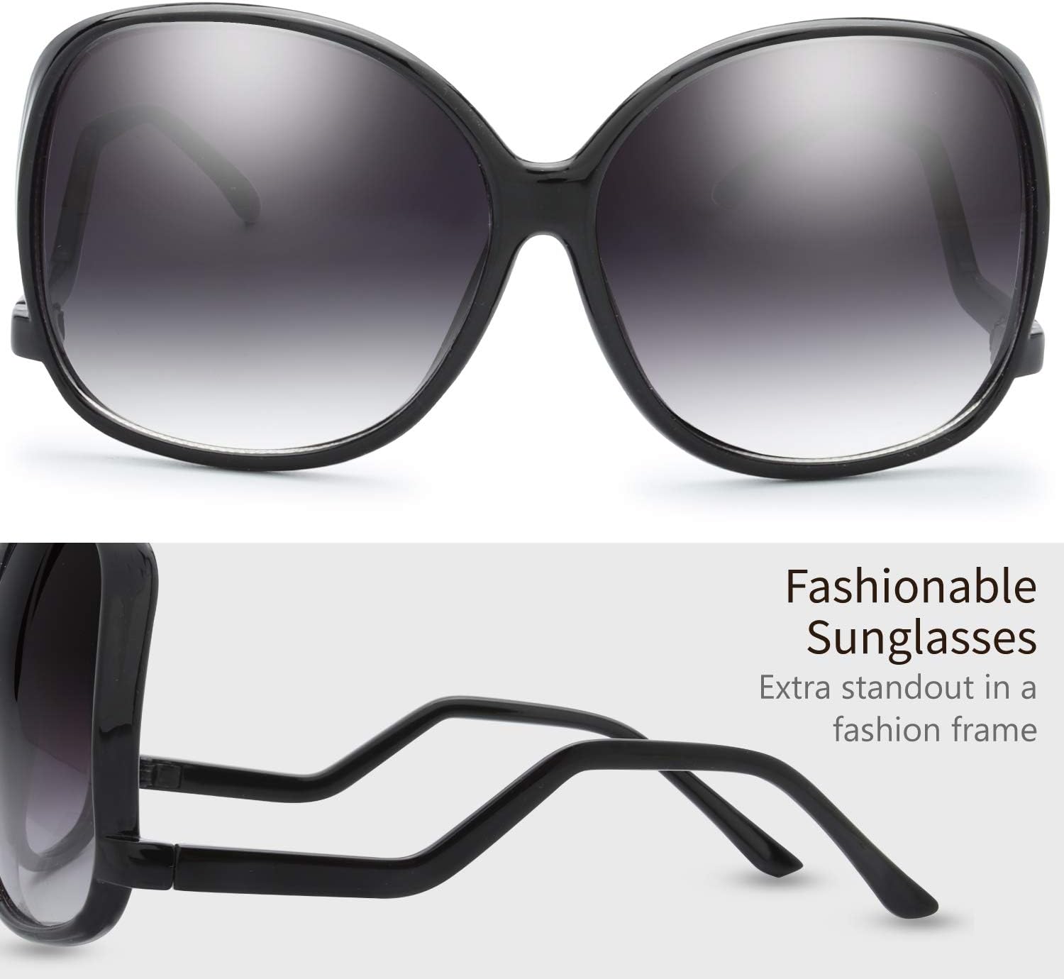 The Fresh Women's Oversized Square Jackie O Cat Eye Hybrid Butterfly Fashion Sunglasses - Exquisite Packaging - Image 2