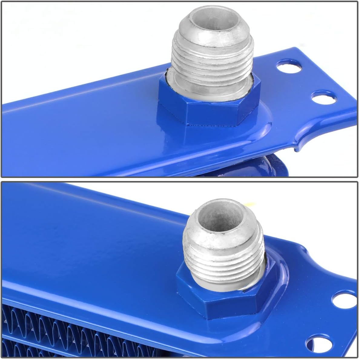 Auto Dynasty Universal Blue Aluminum 10-Row Engine Oil Cooler + Oil Filter Relocation Kit