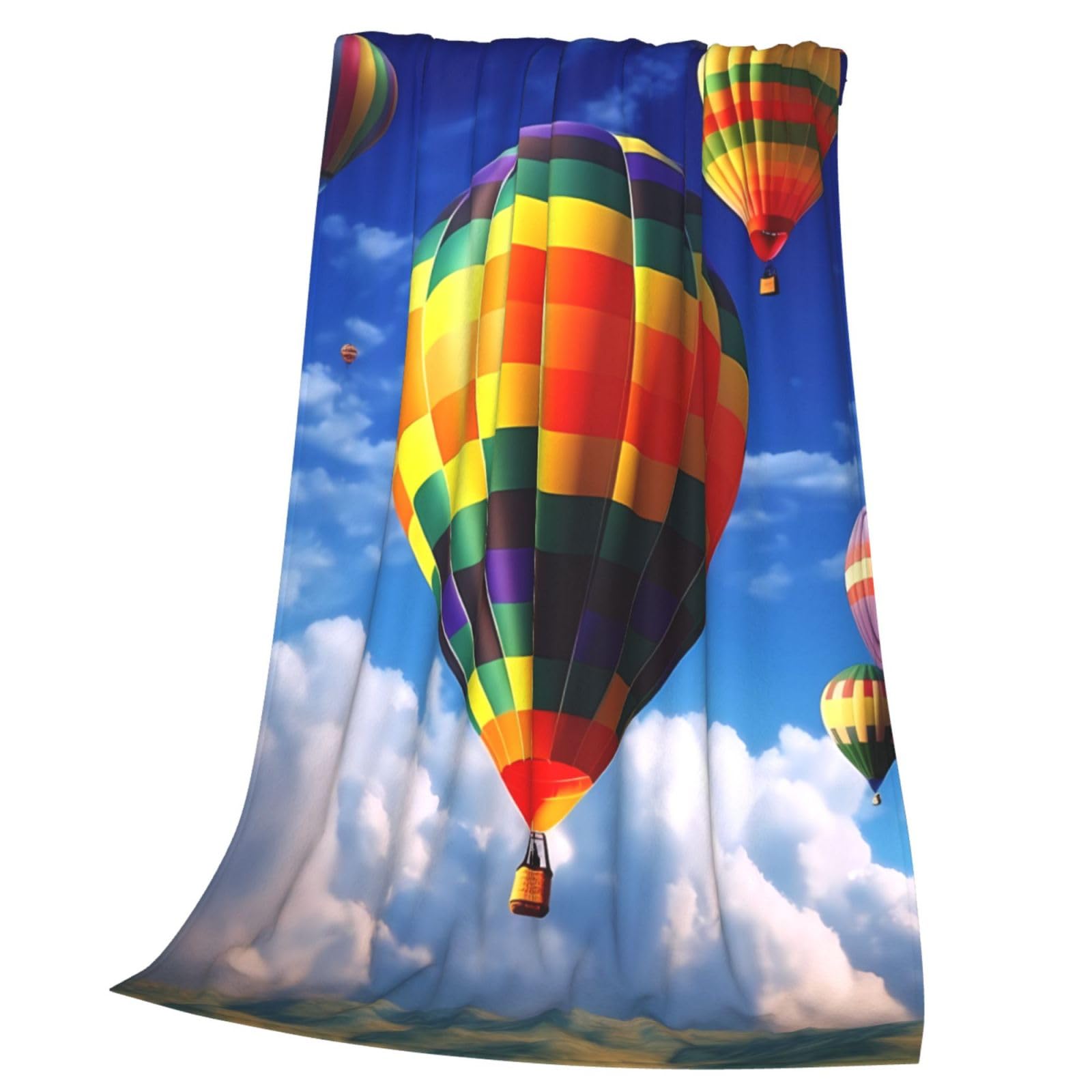 Couverture flanelle montgolfières douce pour vos soirées cocooning