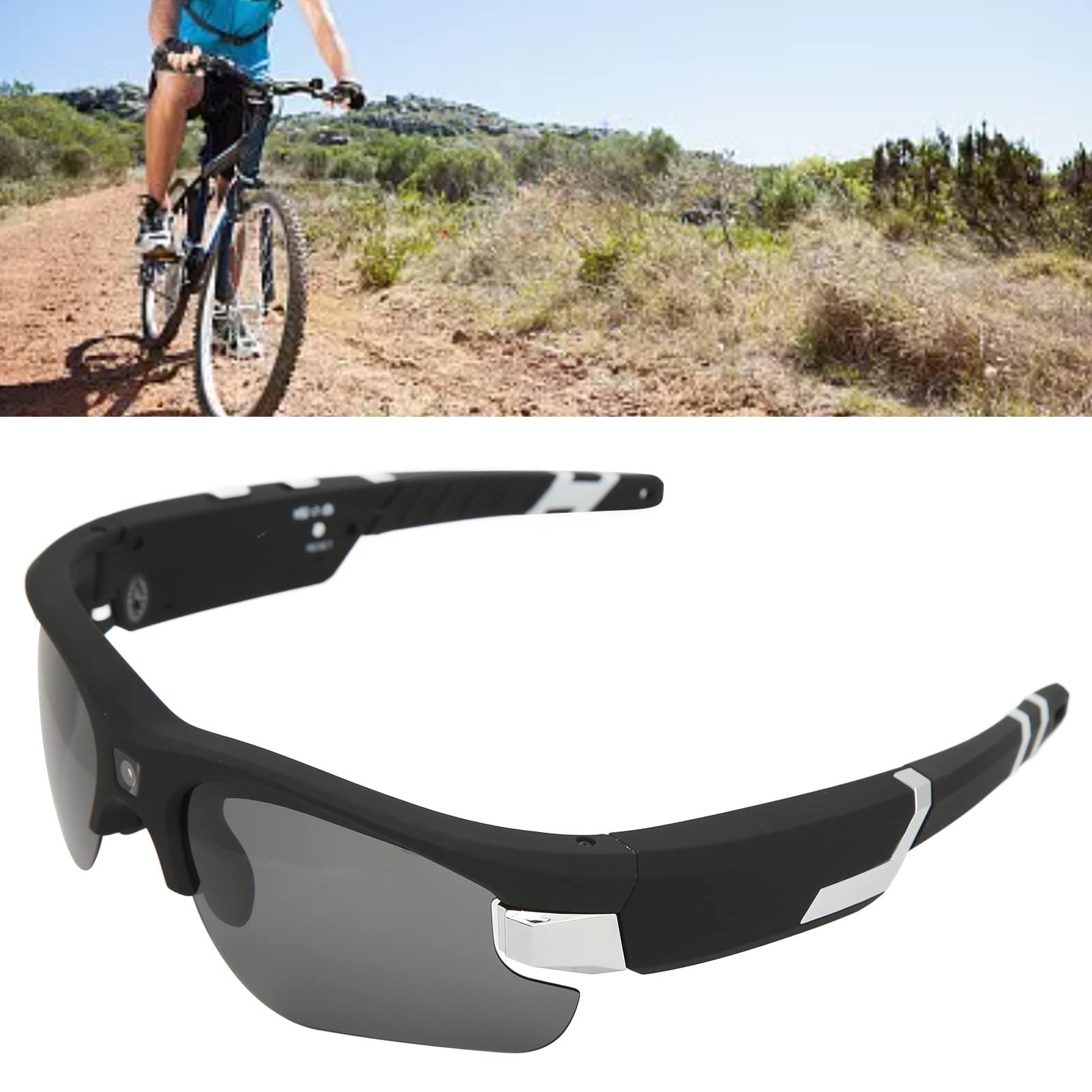 ciciglow Lunettes de Vidéo HD 1080p Lunettes de Caméra d'action Lunettes Intelligentes Caméra de Prise de Vue 2 Heures D'autonomie en Veille avec Pieds Pliables pour la Conduite, Le