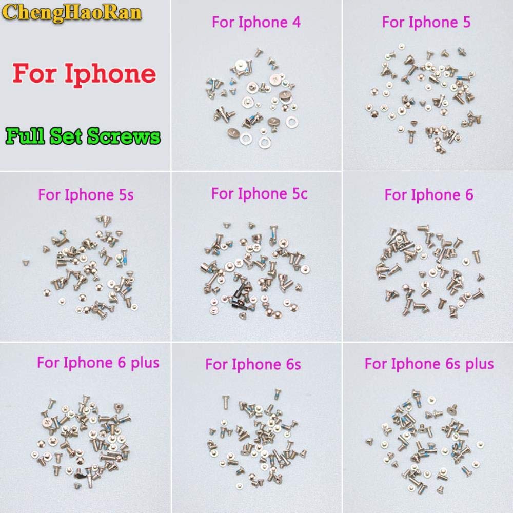 Tornillos de fijación completa ChengHaoRan para 4 5 5S 5C 6g 6 Plus 6S 6S Plus 7 7plus 8 8 plus x Pernos de reparación Accesorios móviles, Para 5c