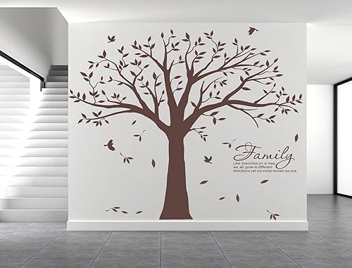Grant - Calcomanía de pared para árbol familiar con ramas familiares en un árbol, calcomanía de pared con cita para decoración de sala de estar (83