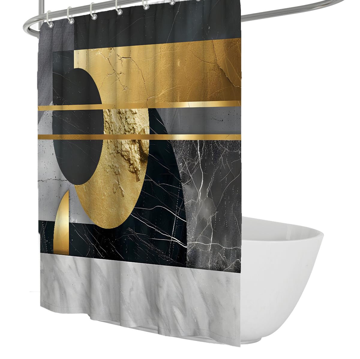 Rideau de Douche Patchwork géométrique Abstrait W180xL180 cm