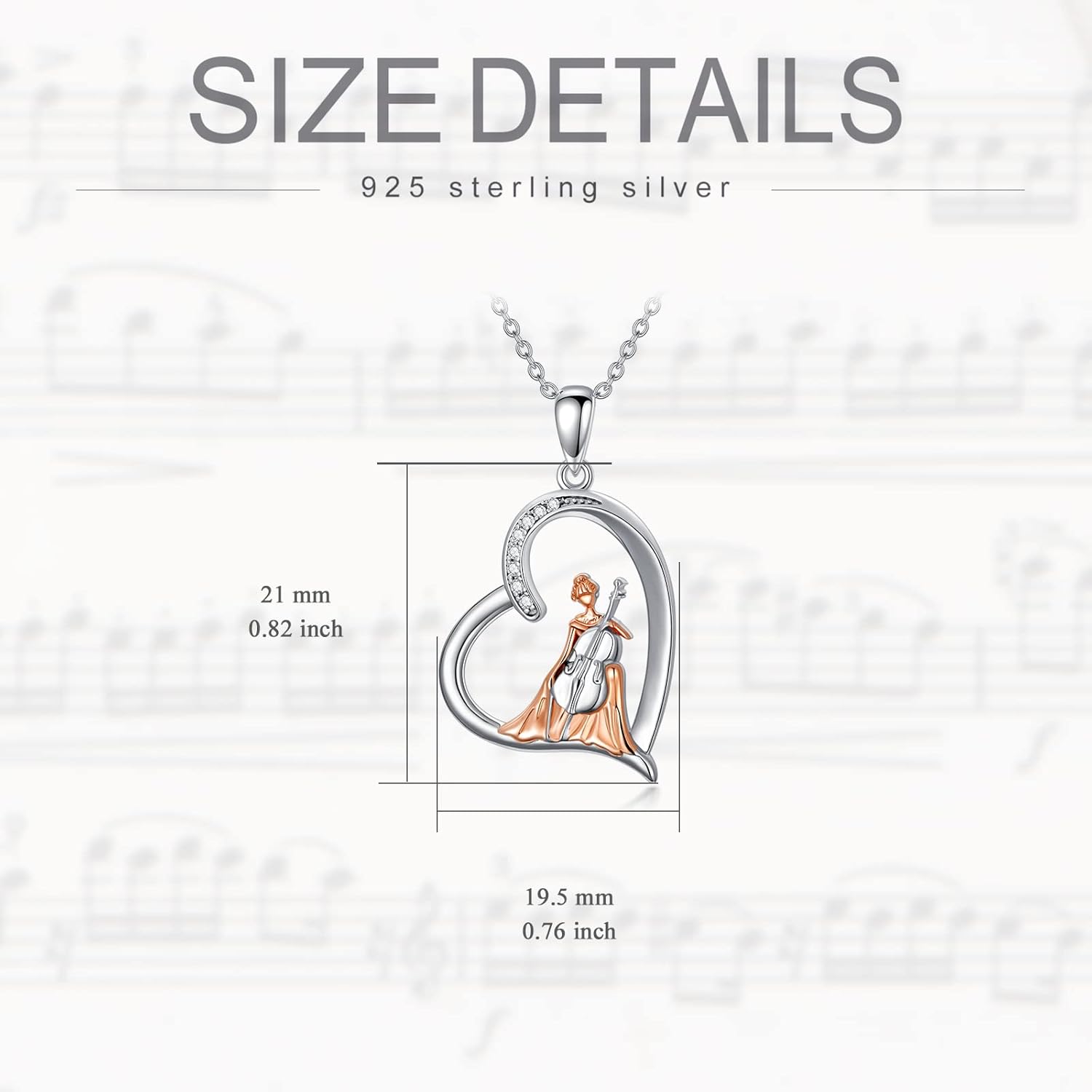 Violinist Necklace Sterling Silver Music Crystal Jewelry Saxophone Cello Violin Piano Flute Music Note Necklace Music Gifts for Women Girl Daughter - Image 5