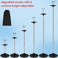 Vista 3 de Paquete de 2 postes de soporte para cubierta de barco, sistema de soporte de cubierta de barco ajustable en altura con base redonda de 9 pulgadas