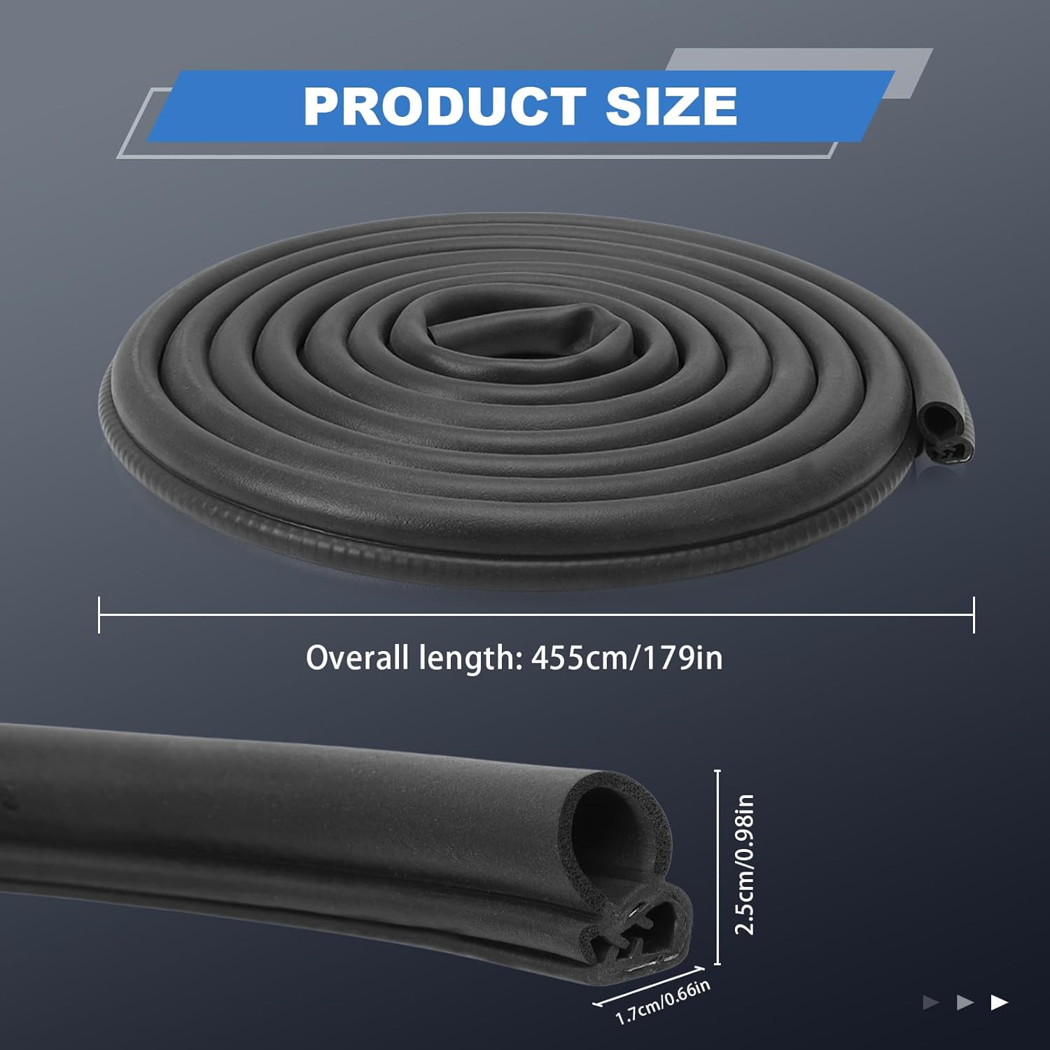 2PC Front Door Weather Stripping Seal Fits 1999-2006 Silverado Suburban Avalanche, Sierra,Yukon, Escalade, Rubber Door Seals Replace# 15244250 15063155,Left Driver Side + Right Passenger Side（5.5M）