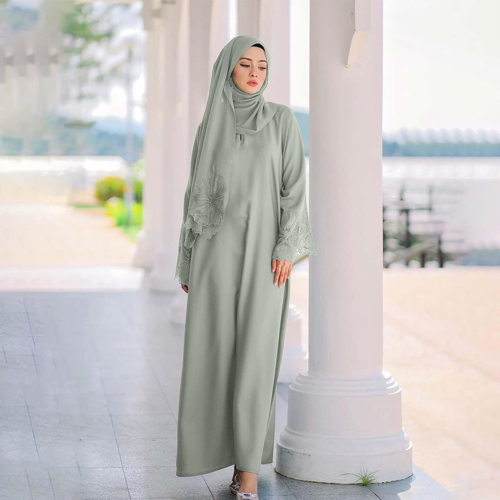 Ramadán Vestido Mujer Ramadán Burka Abaya Largo Suelto 2 piezas Ropa Islámico Kaftan Largo Burqa Islámico Oriente de una Pieza para Mujeres