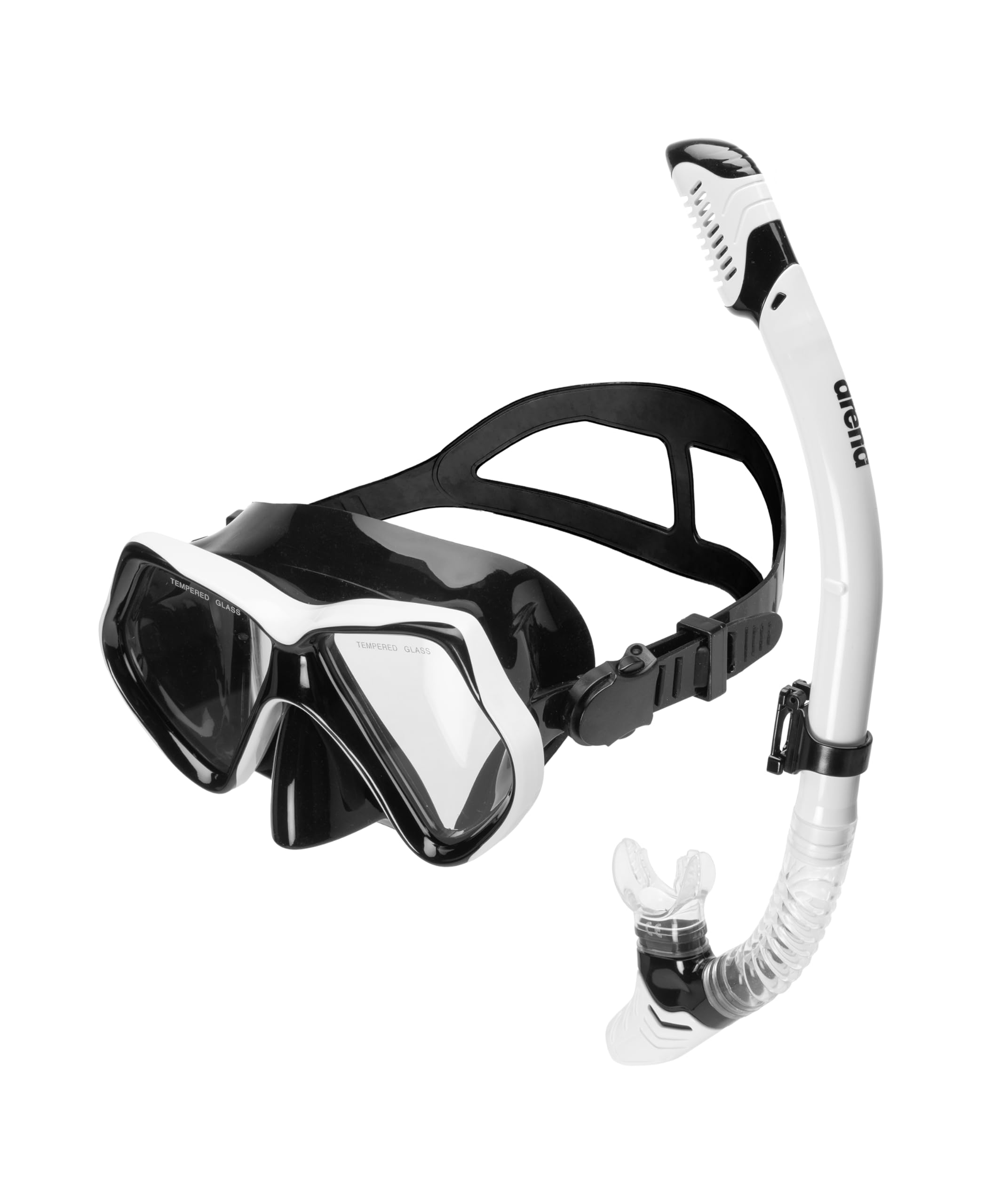 arena Mask and Snorkel Set Adults, Unisex Snorkel Mask, Sea Mask, Snorkel with Anti-Leakage Technology, Adults Set with Flexible Tube with Purge Valve, Hypoallergenic Silicone