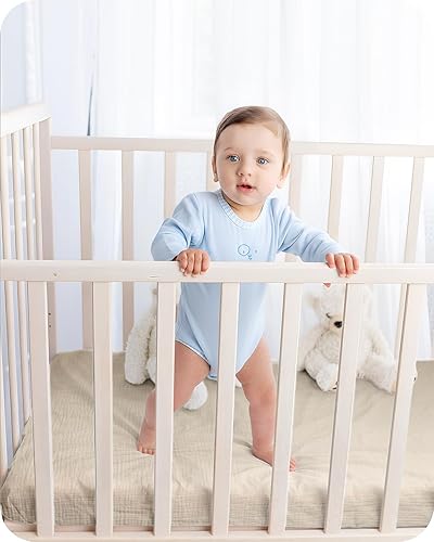 Miniatura 6 de Sábanas de muselina para cuna, 100% algodón, ajustadas para colchón de cuna estándar y colchón de cama de niño pequeño de 52 x 28 pulgadas, suaves y