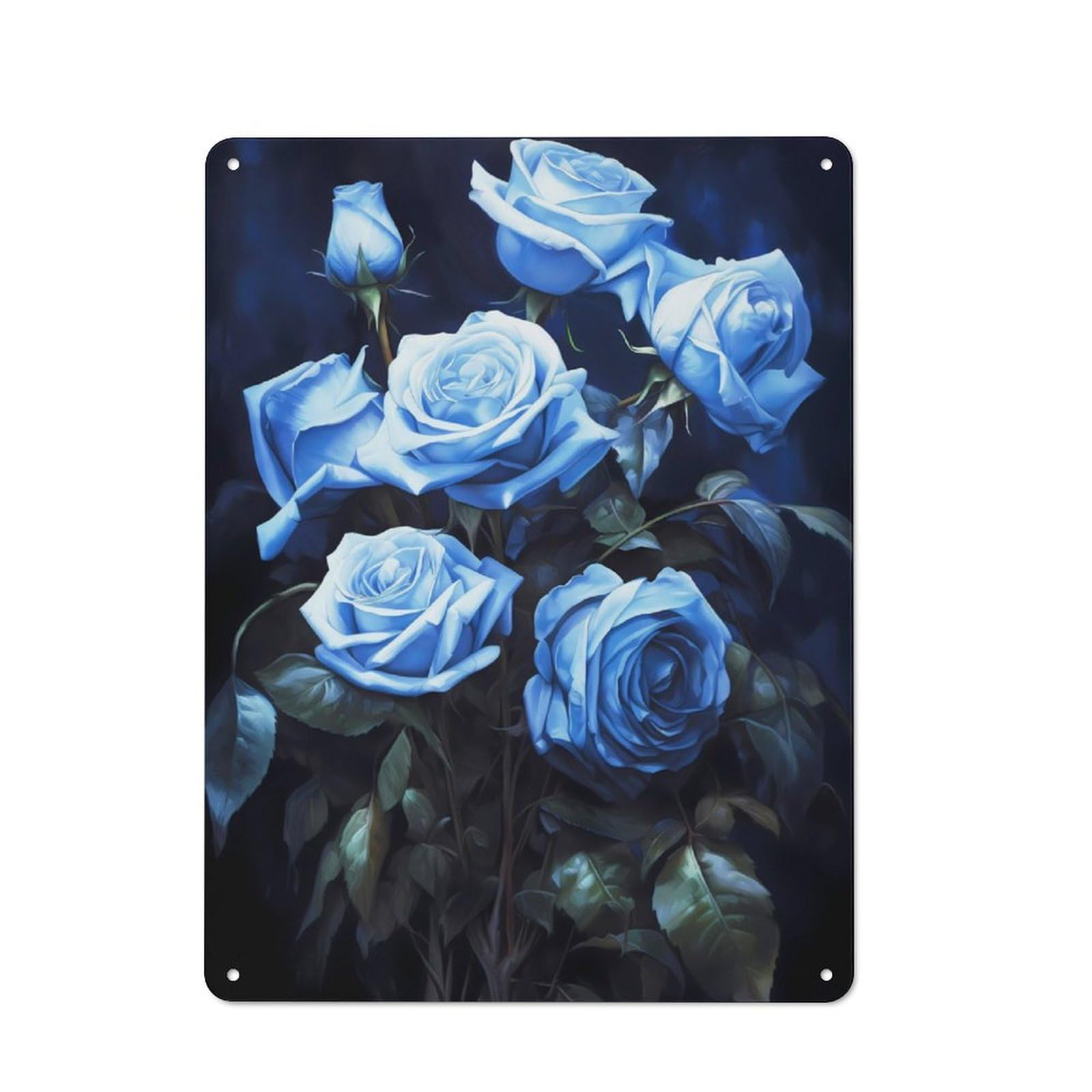 Junmoney Blue Roses Flower Bouquet Vintage-Inspired Tin Sign 40X30cm For Garage Or Workshop, For Garage, Workshop And Man Cave Decoration