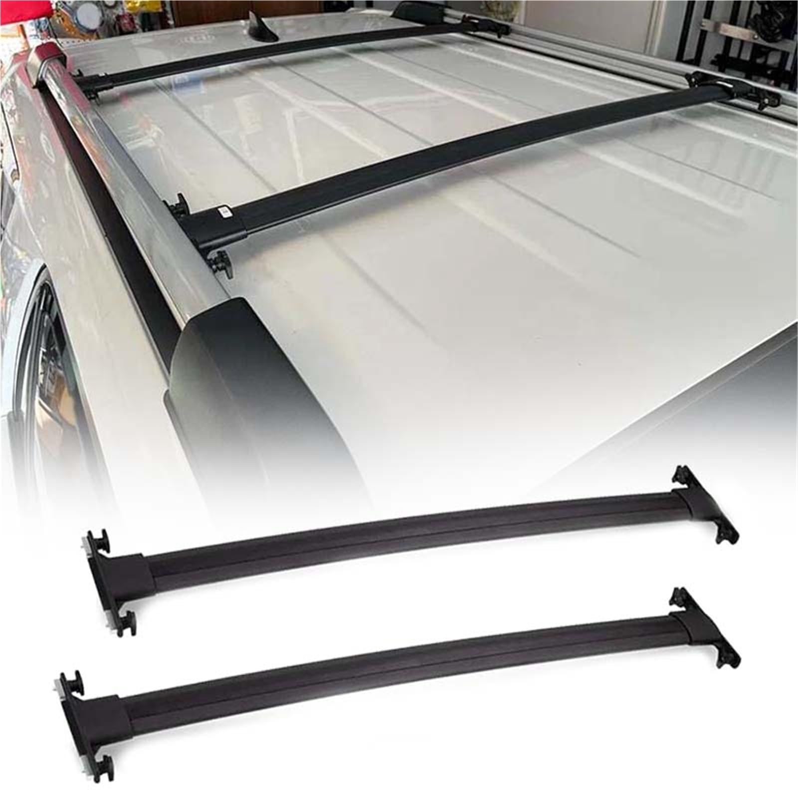Barras portaequipajes para 4Runner 2010-2025 de techo aluminio negro 8