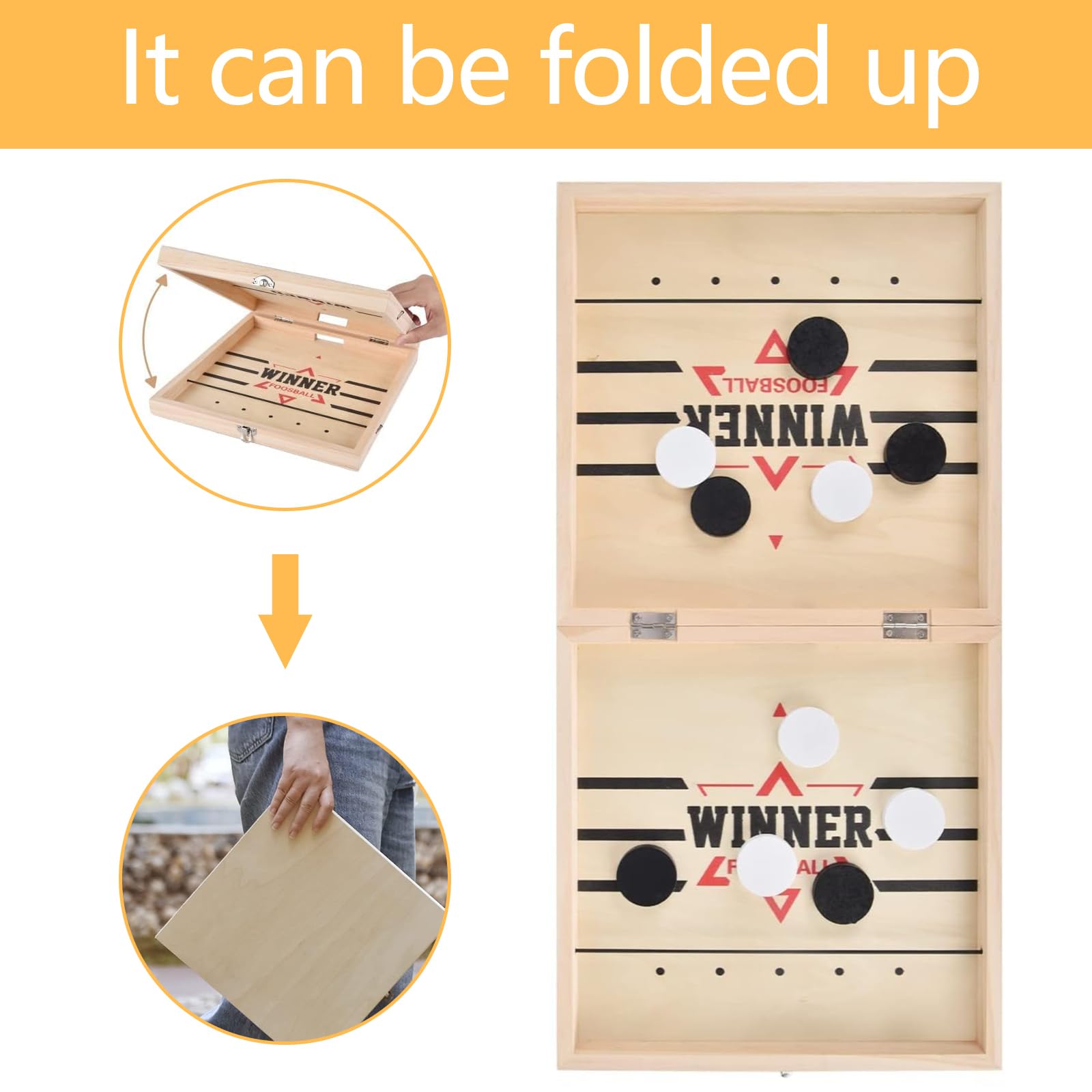 Juego De Mesa Hockey Sling Puck – Tablero De Madera Con 20 Discos, Ideal Para Familia Y Fiestas