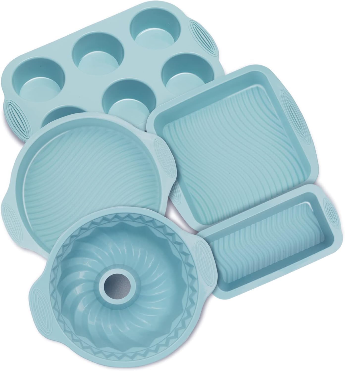 5 szt. Zestaw silikonowych naczyń do pieczenia Formy do pieczenia z powłoką nieprzywierającą Zestaw foremek do ciast do pieczenia, w tym 6 foremek do muffinów, blacha do pieczenia ciasteczek, forma do