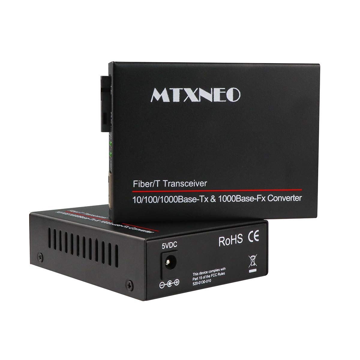 Une Paire de Convertisseur de Média à Fibre Gigabit 10/100/1000M RJ45 à 1000M Fibre Optique Simple Mode SC, Module Intégré jusqu'à 20 km (avec Adaptateur Secteur Européen)