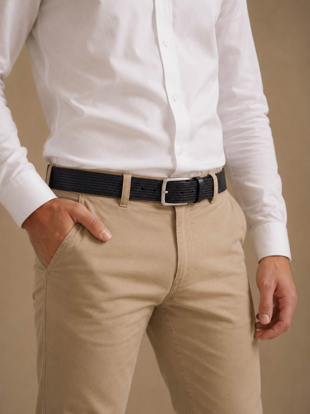 Suitable Cinturón de cuero Estructura Cuero Marino - Tamaño 105 - Hombre - Ropa -, azul, 105 cm