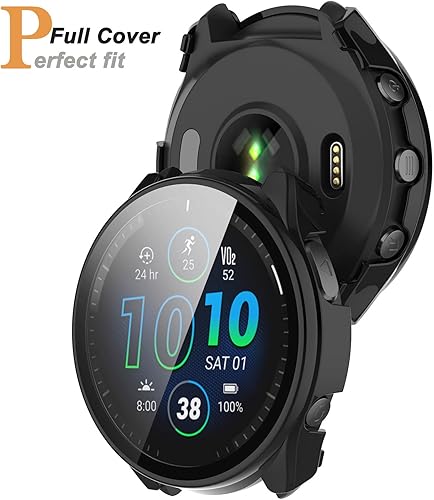 Miniatura 3 de Miimall Funda compatible con Garmin Forerunner 965, carcasa completa de PC con protector de pantalla de vidrio templado para accesorios Garmin