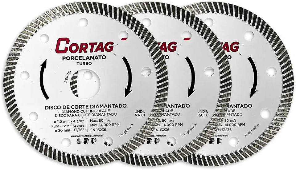 Disco Diamantado Cortag Turbo Porcelanato Para Makita Serra Mármore Piso Azulejo Profissional 110mm 60863-3 Unidades