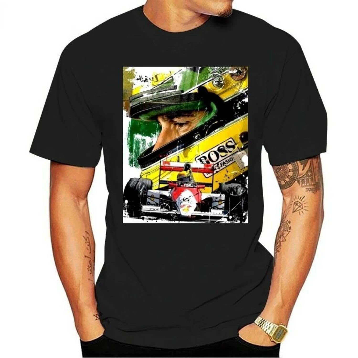 cCCCQLHF55 Ayrton Senna Artistic Portrait Tribute T-Shirt Black XL
