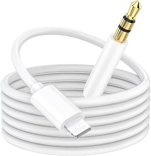 Lightning to 3.5mm Aux Cable 3.3FT, for iPhone 14 13 12 11 to Car/Speakers | MFi Certified, Durable TPE/Nylon Construction, Reinforced Strain Relief Car Stereo AUX-In, iOS 10.3+ Supported