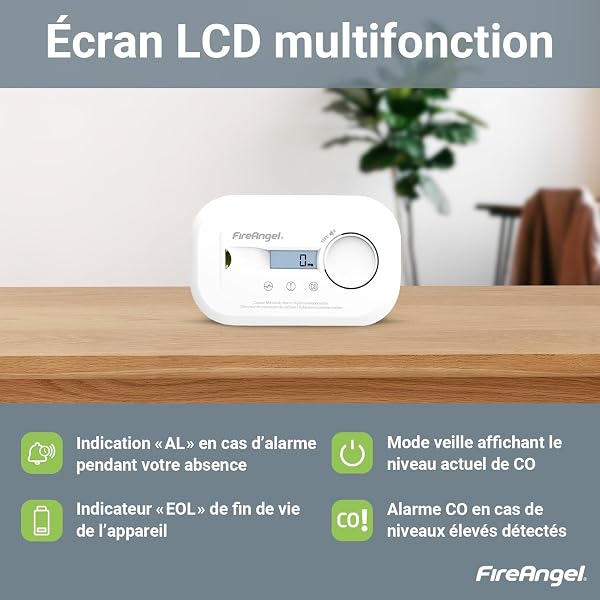 FireAngel FA6812 Détecteur de Monoxyde de Carbone Numérique à Écran LCD avec Durée de Vie de 10 Ans, Portable, pour Maison, Voyages, Caravanes - 5