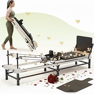 PAETA Pilates Reformer, 91" Foldable Reformer Pilates Machine with Adjustable Reformer Heights, Pilates Equipment with Piano Wire Spings and Jump Boards