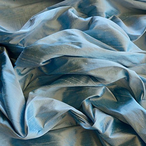 Iridescent Maya Blue Dupioni Silk, 100% Silk Fabric, by The Yard,...