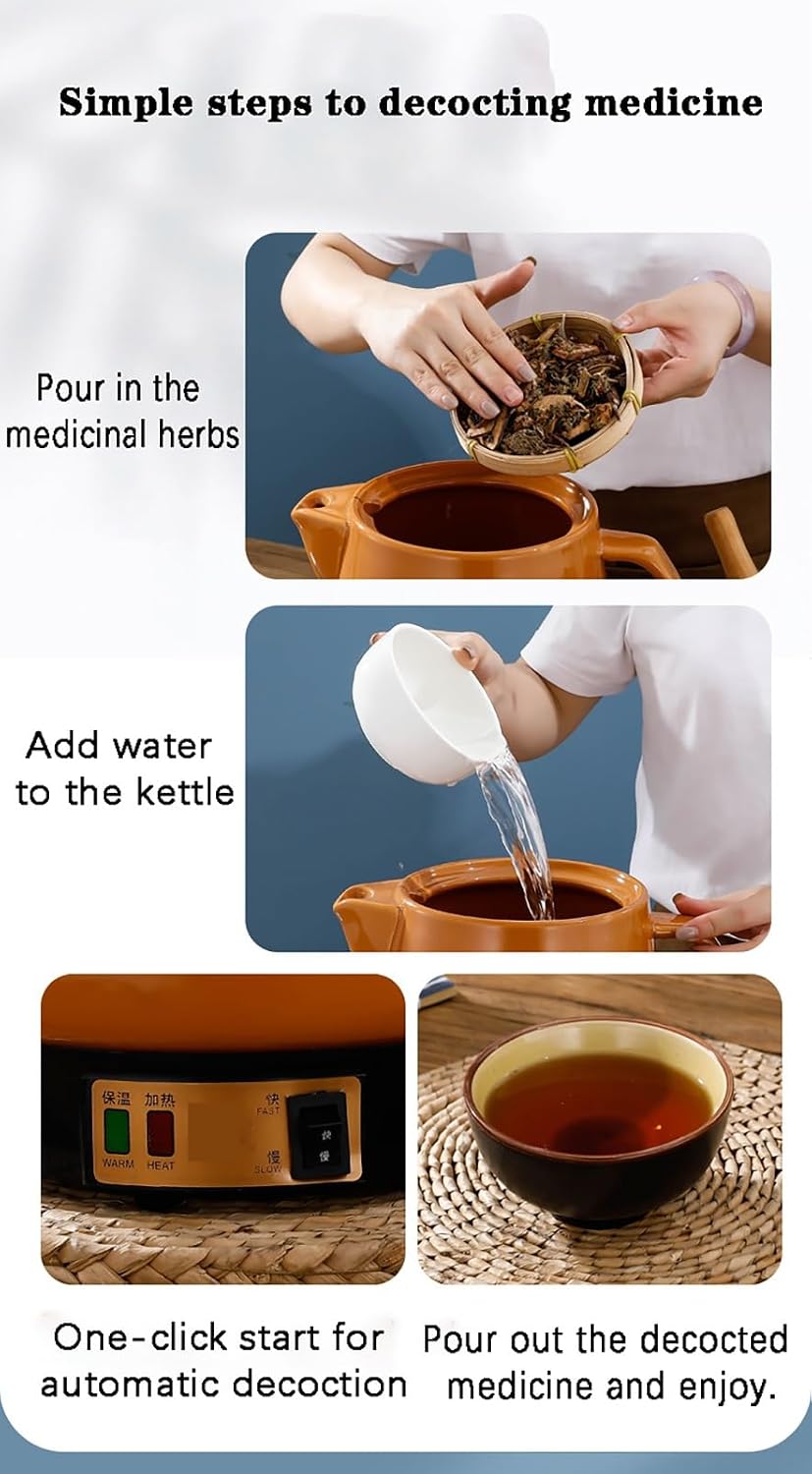 4L Electric Chinese Medicine Pot, Automatic Herbal Tea Decoction Kettle with Temperature Control, Auto Shut-Off & Heat Preservation for Herbs, Soup, and Tea(Yellow)