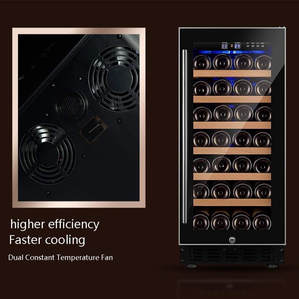 6-Layer Solid Wood Wine Cooler Refrigerator - 33 Bottle Built-in or Free-Standing Frost Free Compressor Wine Refrigerator with Digital Memory Temperature Contro