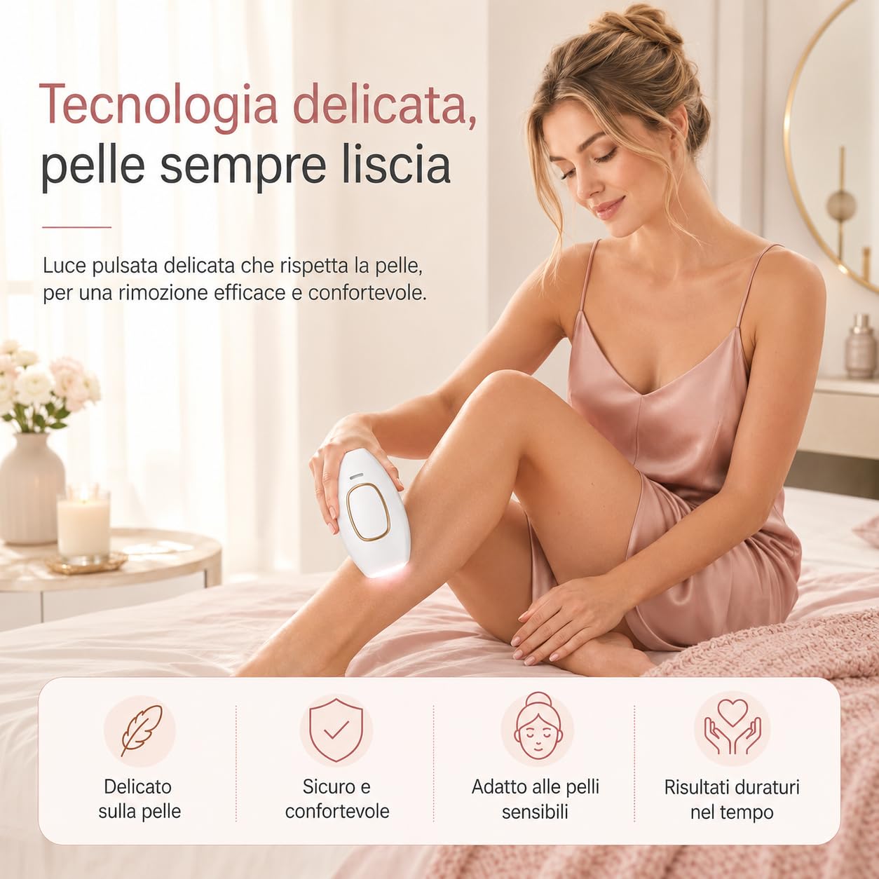 Solippy Luce Pulsata IPL Depilatore Laser Domestico Viso Corpo 5 Livelli (Bianco)