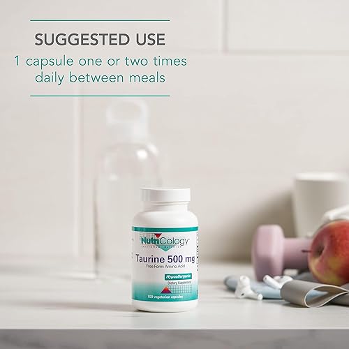 Miniatura 6 de Nutricology Suplemento de taurina de 500 mg - Apoyo cardiovascular, aminoácidos de forma libre, puro, orgánico, cápsulas vegetarianas - 100 unidades