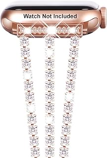 Zitel Bling Rhinestone Metal Band Compatible with Apple Watch Straps for Women Girls Sparkling Shiny Wristbands