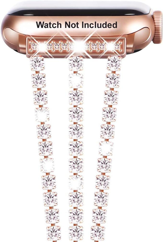 Zitel Bling Rhinestone Metal Band Compatible with Apple Watch Straps for Women Girls Sparkling Shiny Wristbands (Rose Gold, 40mm/41mm/Series 10 42mm) (B09FP3G71X) Amazon Price History, Amazon Price Tracker