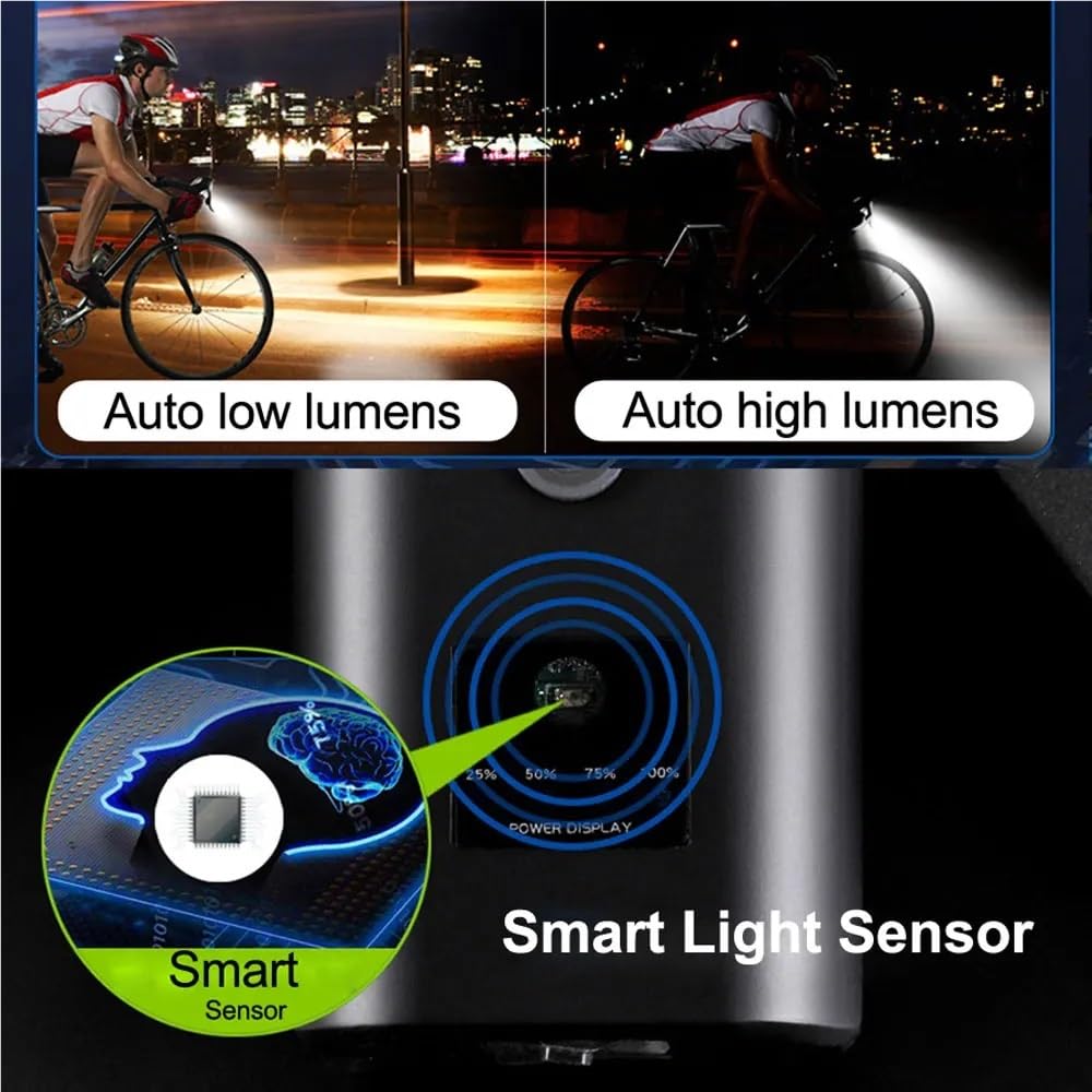 Inteligentne światło rowerowe przednie 10000mAh światło rowerowe 6000 lumenów wodoodporna lampa USB do ładowania MTB Road Cycling akcesoria rowerowe(011 set 3)