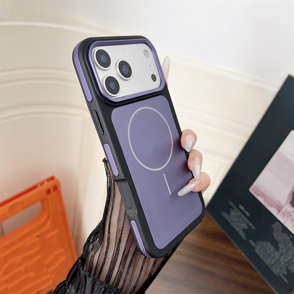 Coque iPhone 15 Pro Max bicolore violette mate et magnétique