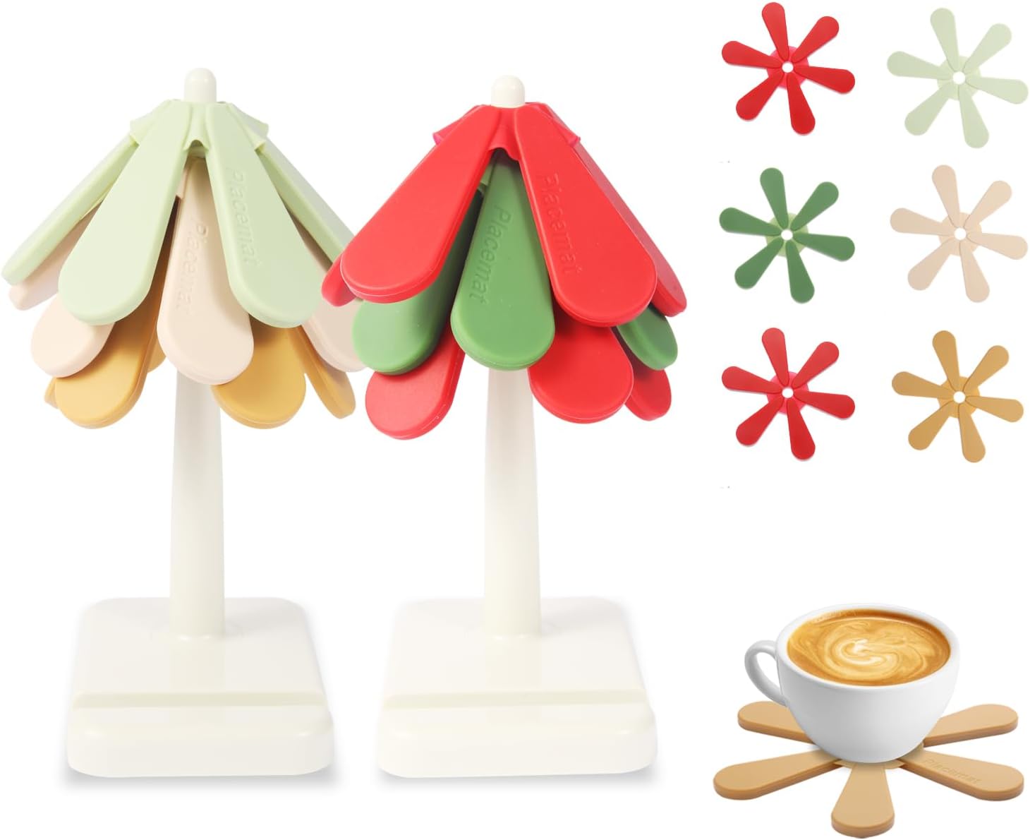 Heat Resistance Tree Coasters,Durable Silicone Casters of 3