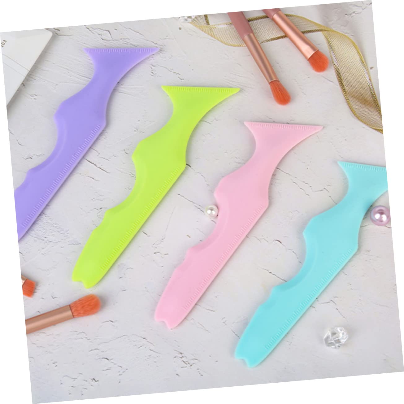 Housoutil 10 Pcs Silicone Beauté Règle Mascara Maquillage Aides Tuile Moules Silicone Eyeliner Stylo Fard À Paupières Guide Aide Débutants Sourcil Angle Sourcils Pochoirs Cils Mascara Avec
