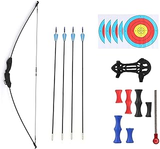 Archery 20lb Recurve Bow and Arrow Set – Detachable Longbow for Adults & Youth, Beginner Training & Hunting Target Practice, Lightweight Fiberglass Bow for Outdoor Shooting, Right & Left Hand Use