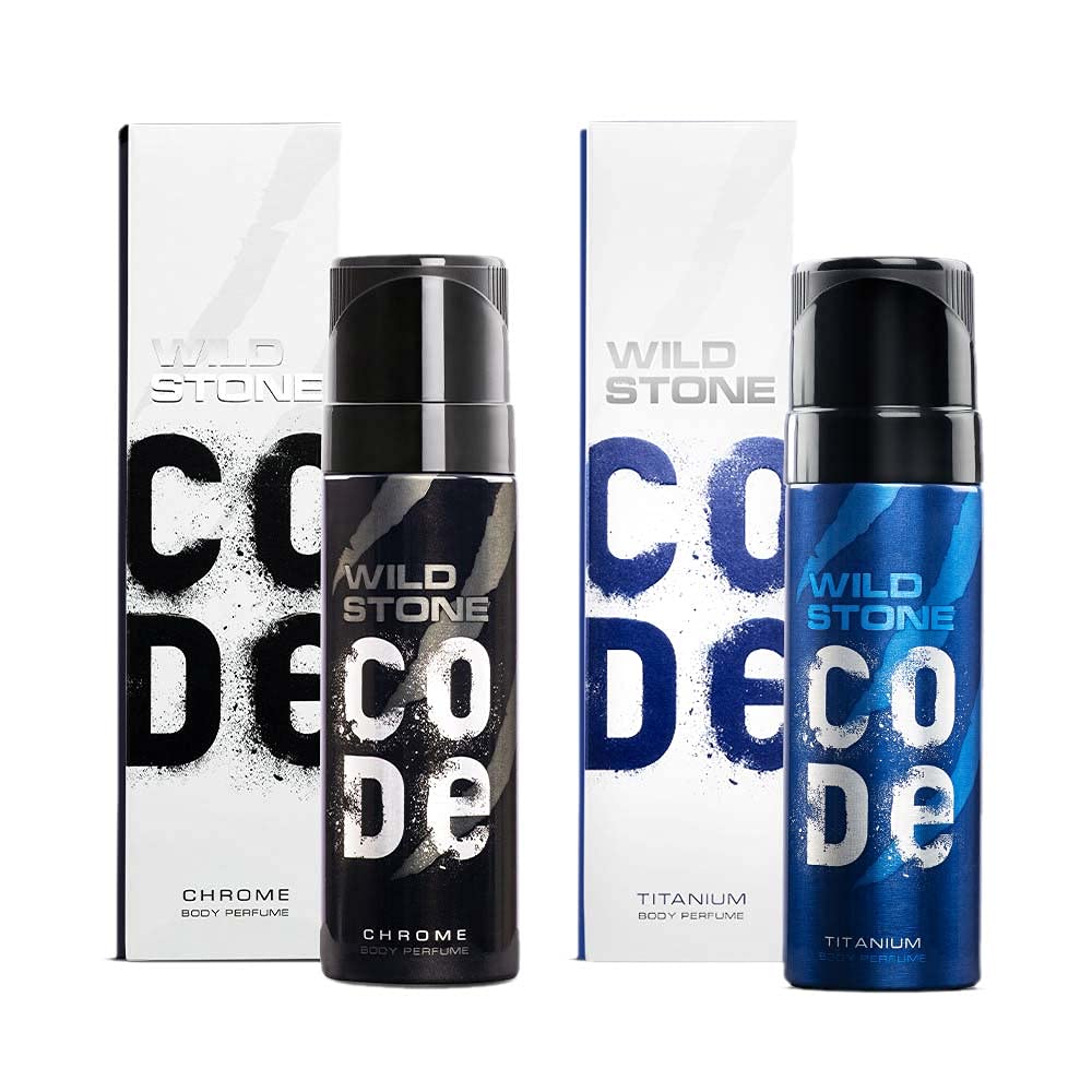 Chrome & Titanium No Gas Body Perfume Spray Combo for Men, Pack of 2 (120ml each)