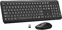 EDJO Wireless Keyboard Mouse Combo: Full-Size Silent Ergonomic, 2.4G Lag-Free, 365-Day Battery Life for PC Mac Laptop